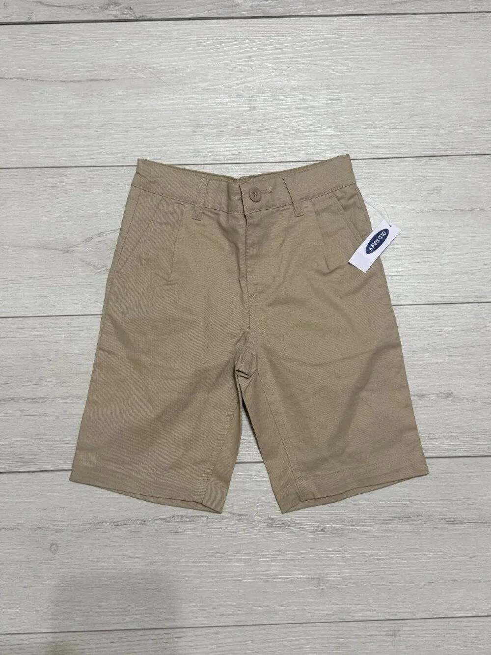 Old Navy Boys Khaki Shorts Adjustable Waist Tan School Uniform 7 Slim NWT